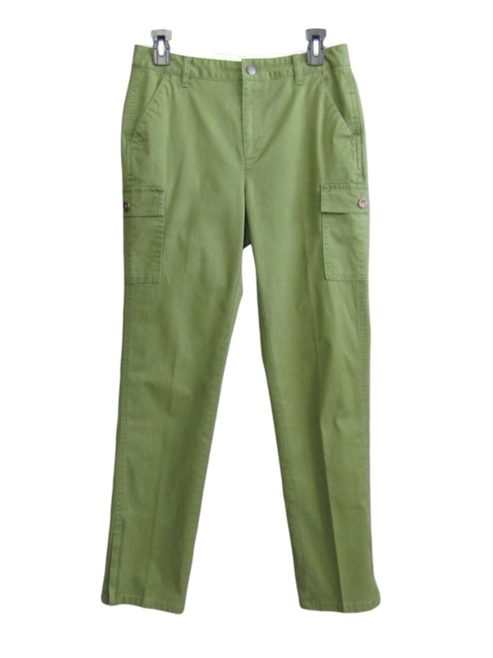 LL Bean Womens 6 Reg Olive Green Cargo Pants Classic Fit Stretch Zip Ankle